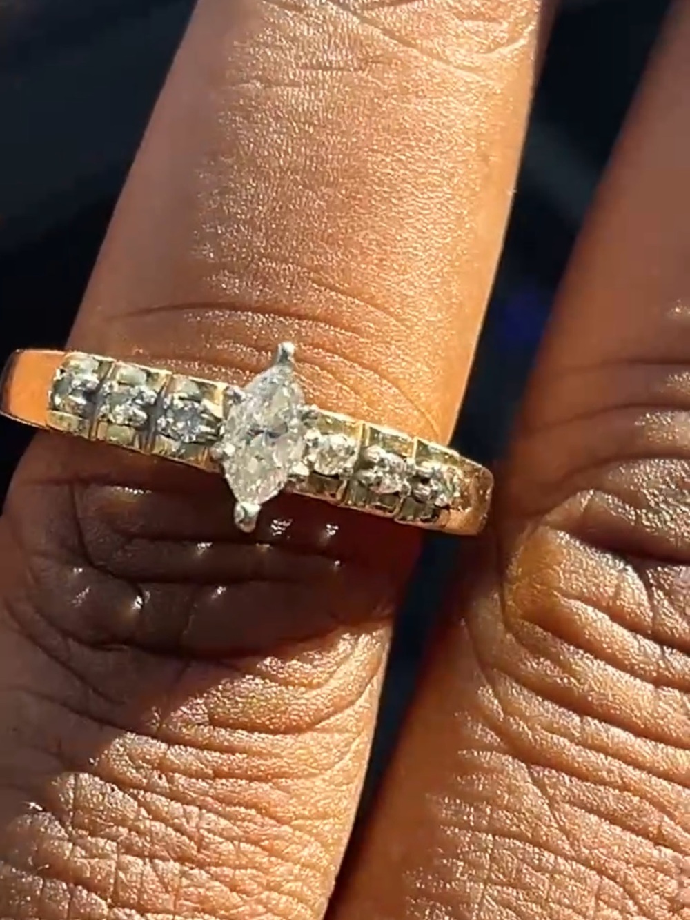 14K Yellow Gold Marquise Cut Natural Diamond Ring – 3.77g Size 7 - Picture 14 of 17